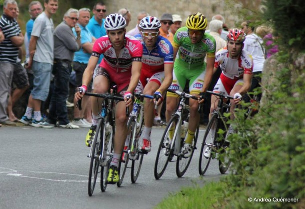 Moncoutour : Julien Guay vainqueur 8 La 1ere echappee avec le Champion de France Cedric Delaplace photo Andrea Quemener