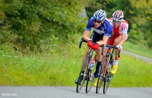  Stefan Kung (Suisse) et Piotr Brozyna (Pologne)  échappés et rejoint à 4km du finish (photo Mathilde L'azou) 