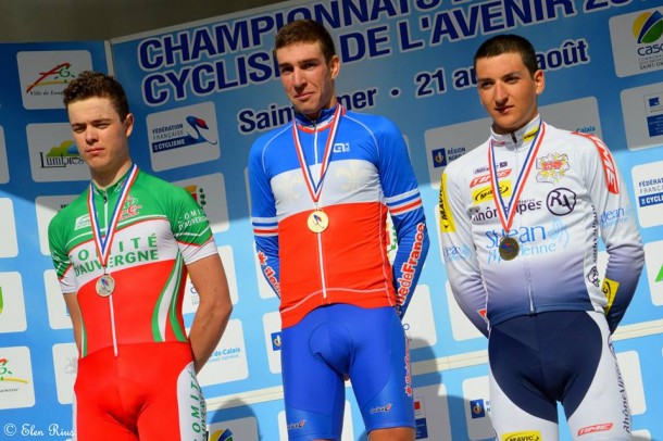 Le podium du championnat de France U23 chrono (photo Elen Rius) 