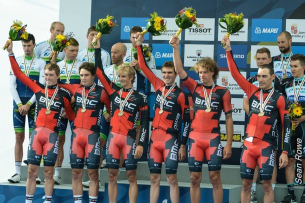 Le team BMC champion du monde du contre la montre par équipe (photo Sean Rowe) 