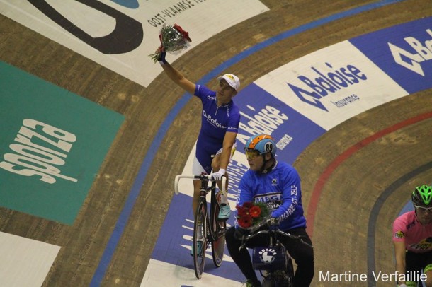 Les 6 jours de Gand: dans le temple du vélodrome Kuipke 7 Jasper De Buyst et Kenny De Ketele en tête au 3ème jour (photo Martine Verfaillie)