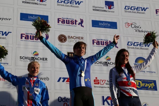 Les Belges dominent les championnats d'Europe de cyclo-cross 7 Le podium Dames (photo UEC)