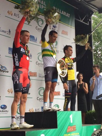 Australie: Richie Porte remporte le titre sur le chrono 7 le podium du contre la montre (photo team SKY)