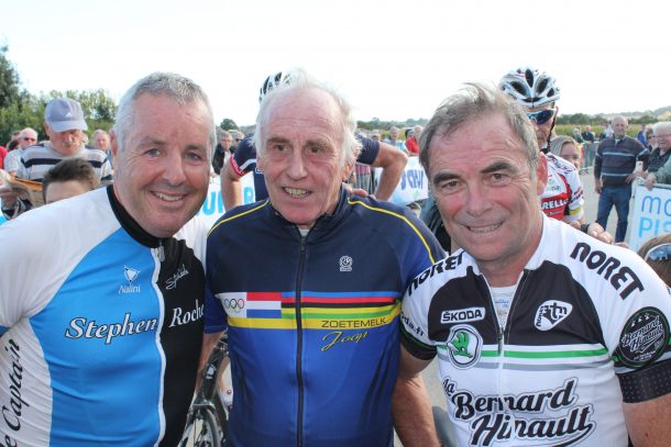 Avec ses amis Joop Zoetemelk et Bernard Hinault à Pipriac en Bretagne (photo Be Celt)