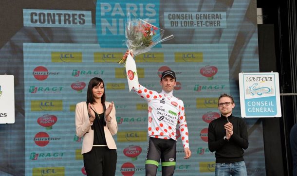 Jonathan Hivert avec le maillot de meilleur grimpeur de ce Paris-Nice (pht Bretagne Séché Environnement)