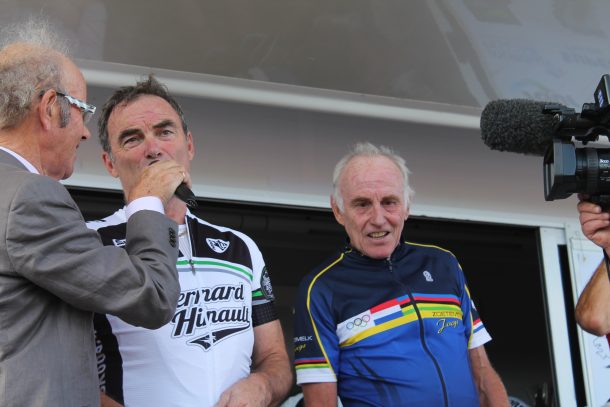 Les 2 champions, vainqueurs du Tour de France, ensemble sur la "Bernard Hinault"