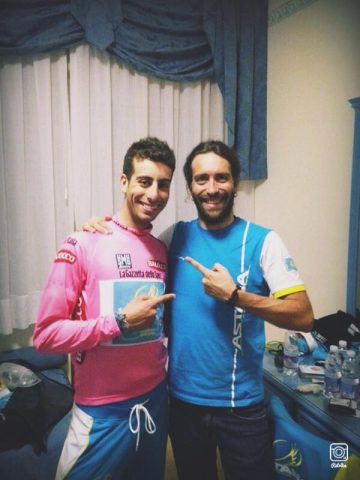 Avec Fabio Aru en rose au Giro d'Italia