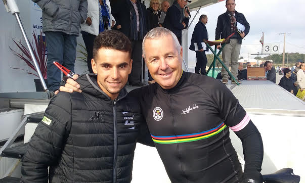Pipriac: Stephen Roche devant Angel Arroyo 12 Armindo Fonseca et Stephen Roche (Photo Laurent Astruc)
