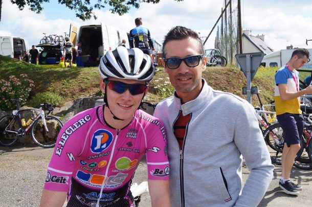 Daniel Stewart (Hennebont Cyclisme) rejoint le team An Post-ChainReaction 8 Daniel Stewart avec Christophe Le Mével sur le dernier Kreiz Breizh