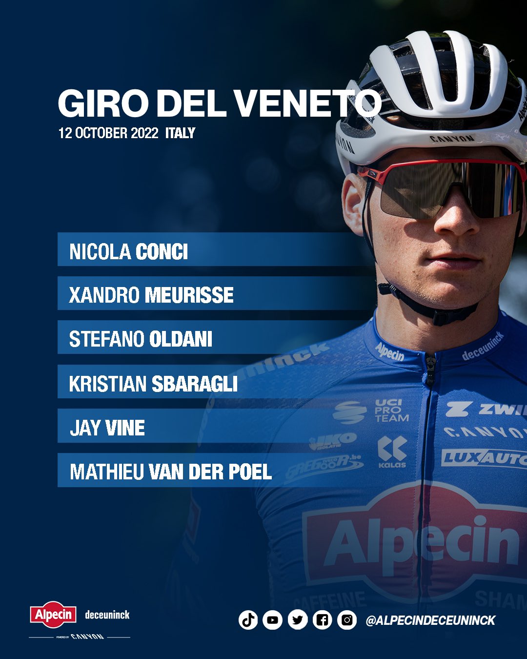 Mathieu van der Poel au départ du Tour de Vénétie 7 gieo