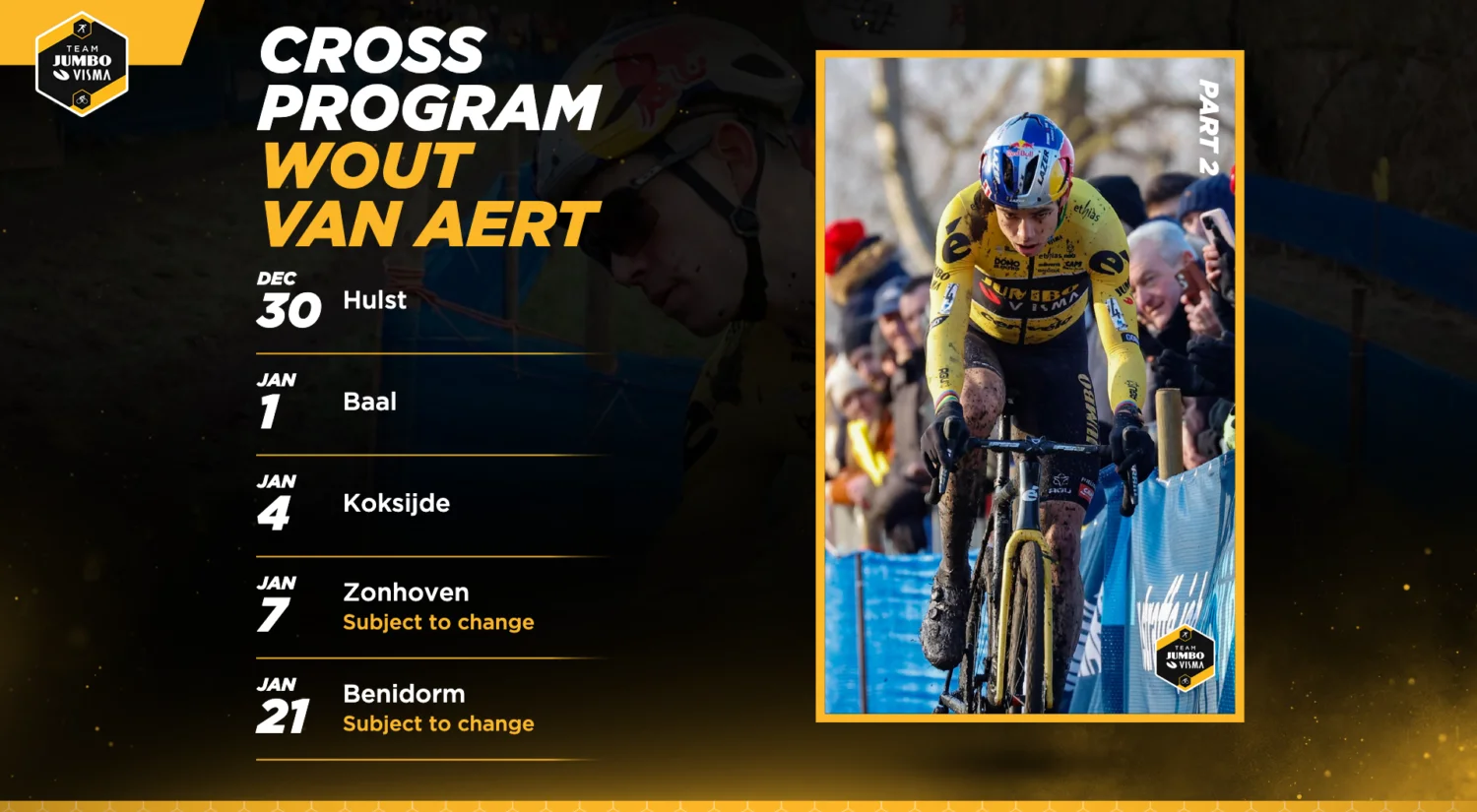 Wout van Aert publie son calendrier de cross, 6 duels prévus avec
