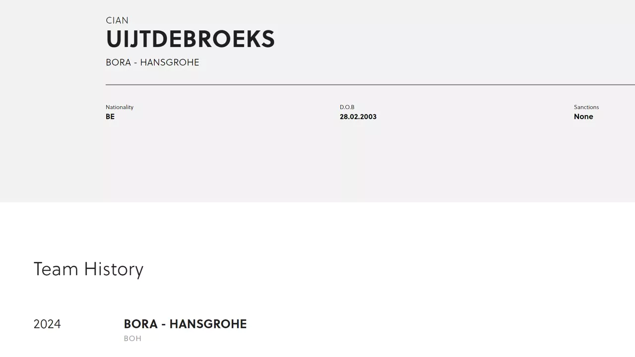 L'UCI enregistre Cian Uijtdebroeks chez Bora Hansgrohe pour la saison 2024 mais ce dernier sera à la présentation de la Visma Lease a Bike 7 ouas