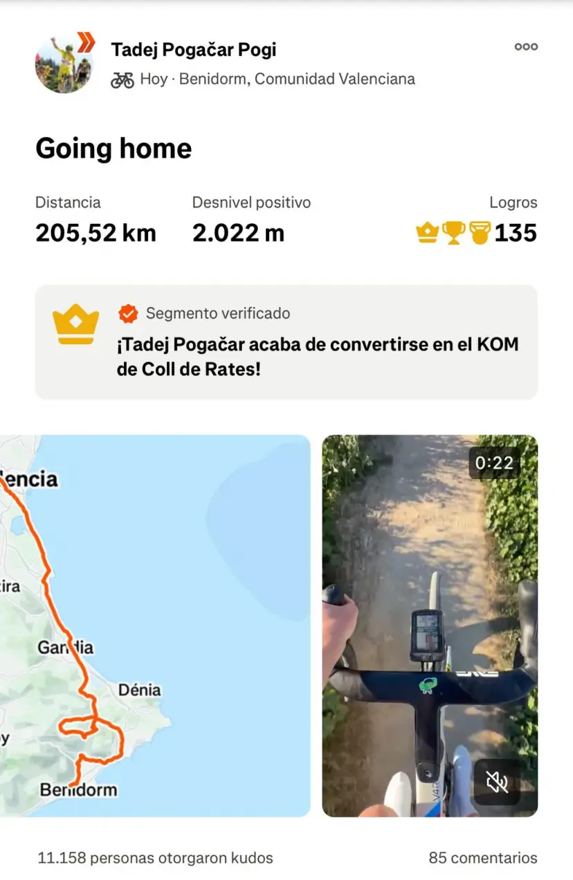 Tadej Pogacar explose le KOM du Coll de Rates 8 foloea