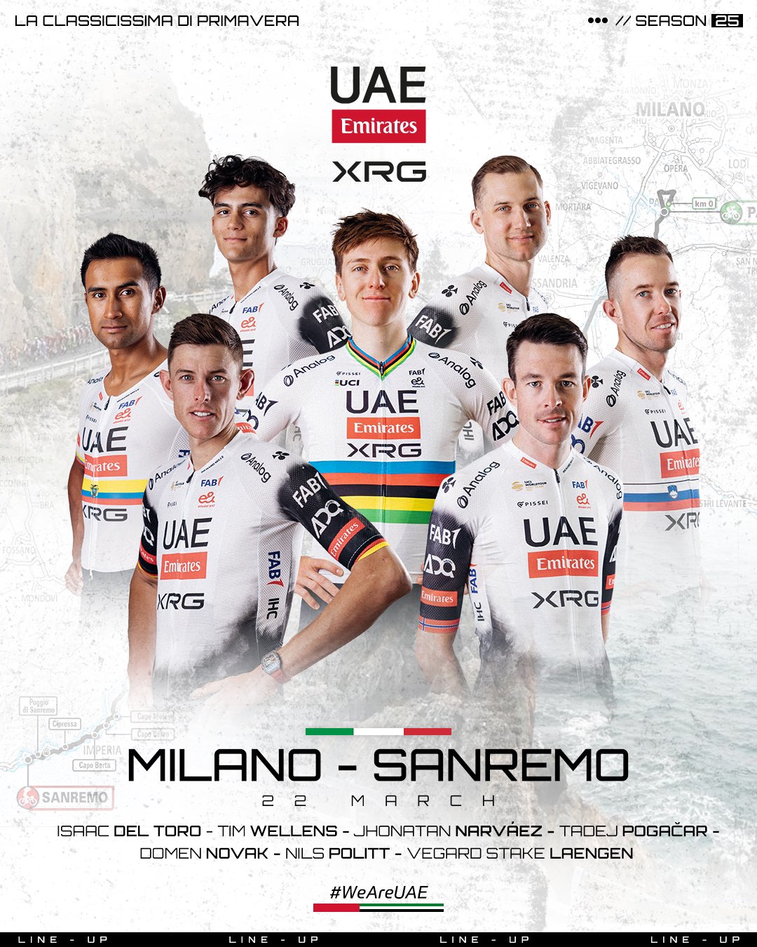 Les objectifs de Tadej Pogacar sur Milan Sanremo: "pouvons-nous gagner ? Ce ne sera certainement pas facile, mais nous allons tout donner" 7 fans